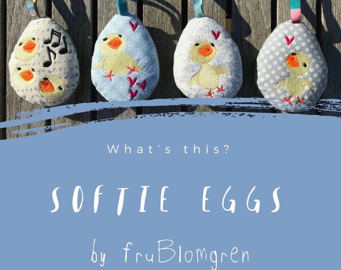 Soft, little EGG Ornaments ITH - 4 different Machine Embroidery Designs + a cute card, fits the 4 x 4" hoop, Easily made, Photo Tutorial