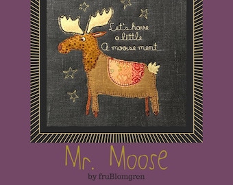 MOOSE design for the 5 x 7" hoop. Machine embroidery, appliqué. Funny text: Let's have a little A'moosement, Instant Download