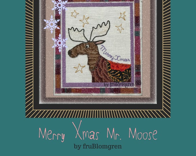 Merry Xmas Mr. Moose Design. Machine Embroidery Design. Applique. For the 7,9 x 7,9" Hoop (20 x 20 cm). Instant Download