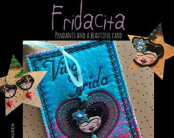SMALL FRIDACITA Freestanding Lace Pendants. For accessory and card making. Machine Embroidery Pendants in 4 sizes and + an ITH Card
