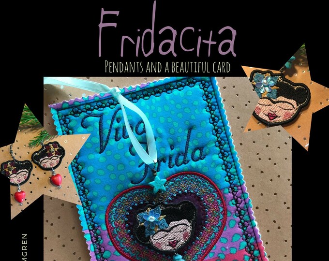 SMALL FRIDACITA Freestanding Lace Pendants. For accessory and card making. Machine Embroidery Pendants in 4 sizes and + an ITH Card