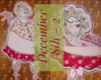 XL ANGEL, HYACINTH, Appliqué - An Angel a Day - Dec 8th in fruBlomgren's Christmas Event 2018 - Beautiful Double-sided Fabric Doll