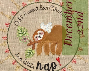 DETAILED ANGEL SLOTH - Design for embellishing your textile projects, gifts etc.- December 22nd in fruBlomgren's Christmas Event 2018