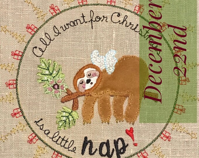 DETAILED ANGEL SLOTH - Design for embellishing your textile projects, gifts etc.- December 22nd in fruBlomgren's Christmas Event 2018