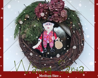 WAVING SANTA FIGURE, Freestanding Machine Embroidery Design, A hand drawn Jolly, Merry and Friendly Santa figure to embellish your Christmas