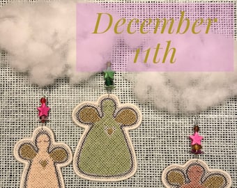 3 Little Cross Stitch Angels - An Angel a Day - Dec 10th in fruBlomgren's Christmas Event 2018 - beautiful FREEHANGING Angels for ornaments