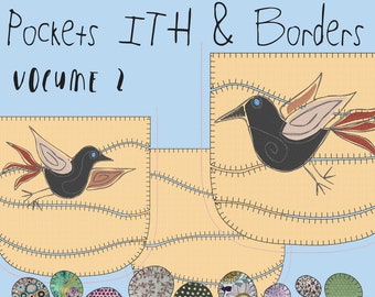 POCKETS ITH and BORDERS vol. 2, 6 Appliqué Pockets, with and without bird motifs, various sizes and appliqué borders, customise your clothes
