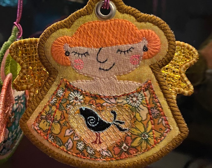 Freestanding, double sided Angel Girl designs ITH, Machine embroidery, ROSE & RUBY - design pack 4, for hoop size 4x4", 2 designs included