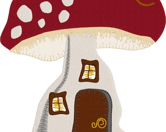 FAIRY HOUSES - Mushroom House for Fairies-gnome house-fairy tale house- 2 Unique hand drawn Machine Embroidery Designs