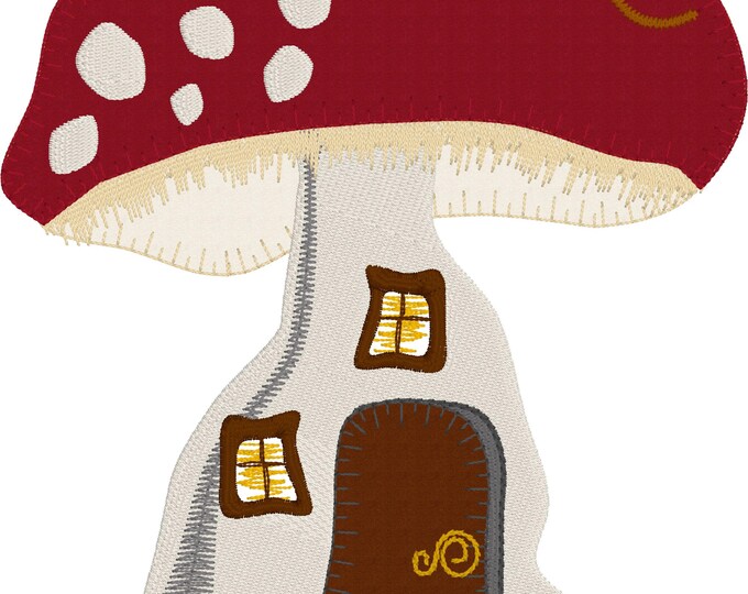 FAIRY HOUSES - Mushroom House for Fairies-gnome house-fairy tale house- 2 Unique hand drawn Machine Embroidery Designs