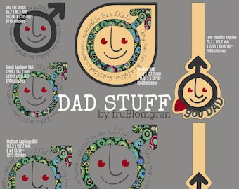 Celebrate Father' Day with some DAD STUFF - 7 happy machine embroidery designs for Father's day or other occasions where DAD needs a gift -