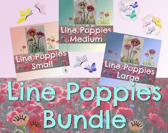 BUNDLE - Line Poppies'n Butterflies - All of my hand-drawn, light poppy machine embroideries - simple flowers'n motifs - hoop up till 8x11