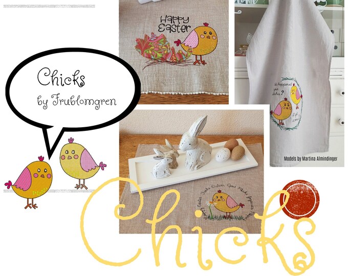 CHICKS for Easter - Happy Easter Chicks and Cross ones too - 3 motifs and 4 loose chicks to use for all kinds of Easter projects