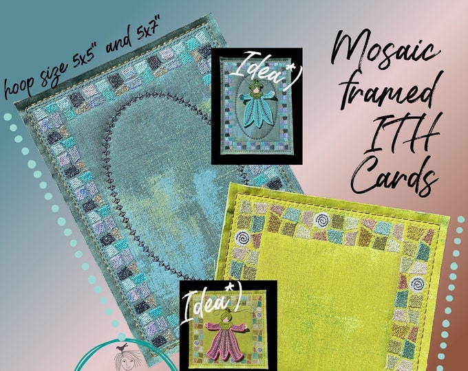 2 Mosaic style ITH Cards DIY to make on your embroidery machine - eg. as a beautiful base for a lace ornament like my Flower girls ...