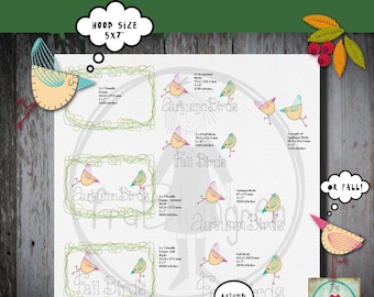 10 - BIRDS & BERRIES - Headlines and Frames for smaller hoop sizes - 5x7" - 8 Elements for making your own design compositions