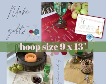 9x13 Placemat ITH, machine embroidery: Sewing Friends - Näh Freundinnen - Sy Veninder - Sy Kompisar - Make gifts for your Sewing Friends