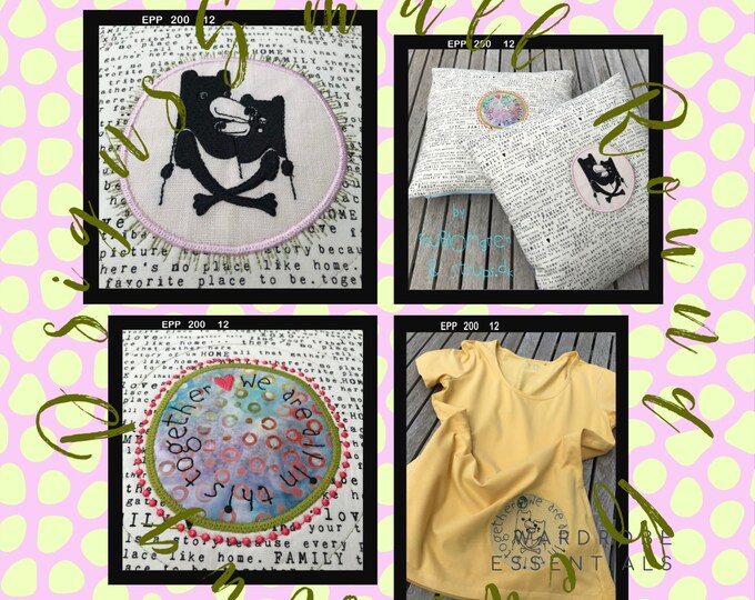 4 SMALL ROUND Bear Hug Designs - hand drawn for your embroidery machine in the 5 x 7" hoop - 4 versatile designs from original artwork