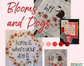 ITH Card and cute machine embroidery motifs 'Blooms and dogs' - 9 designs for flower and dog lovers