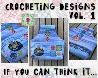 8 Machine Embroidery Designs Easy Made for Crocheters - 8 crochet inspired motifs and texts - hand made designs for crochet lovers - VOL 1