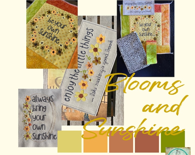 ITH book mark and cute machine embroidery motifs 'Blooms and Sunshine' - a total of 12 designs for flower and sunshine lovers