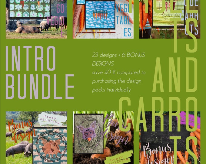 BIG BUNDLE - Save 40% - 30 designs in total - All 3 of my design packs with Piglets gone Veggies and Carrots of all kinds + bonus designs