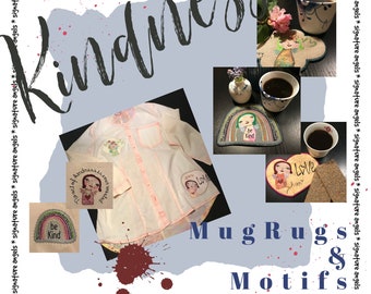 7 CUTE Hand drawn designs with my signature angels: Lotta, Anna and Ingalil - 3 detailed MugRugs and 4 motifs for all kinds of projects