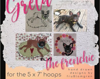 FRENCHIE - Small designs - Greta The Frenchie is a hand drawn design of my friends Smart Dog - 7 adorable designs for DOGLOVERS