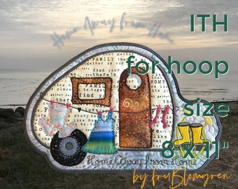 LARGE PLACEMAT ITH - HomeAwayfromHome - Appliqué design of my Happy Camper with laundry - for the 8 x 11" hoop - finished size 19 x 27,5 cm
