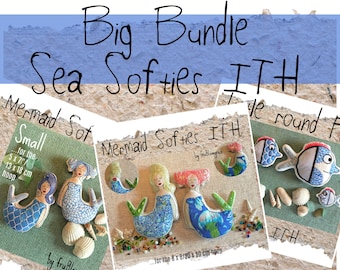 ITH PATTERNS - BIG Bundle Sea Softies - Have all my Mermaids and Fish Softies in the hoop for your embroidery machine at an Intro Bargain