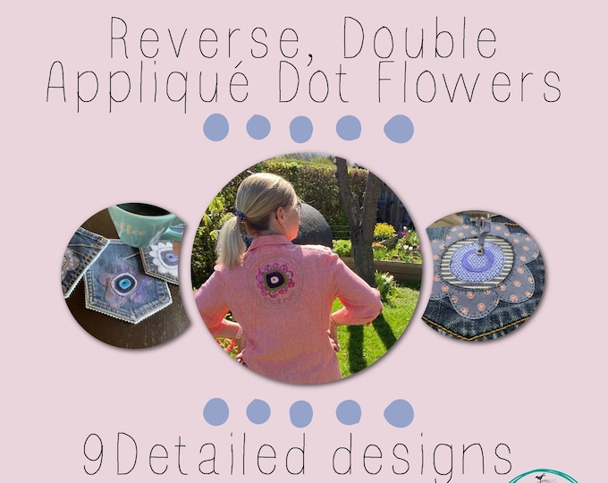 Design Pack 5 - Reverse Appliqué Dot Flowers - 9 designs included - Fun designs for embroidery machines in a different way - from hoop 4x4"