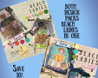 Bundle - BOTH design packs BEACH LADIES - Save 30% - Sun seeking Ladies: Lucia and Bella as full figure designs for multiple hoop sizes