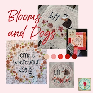 ITH Karte und niedliche Maschinenstickmotive 'Blooms and Dogs' - 9 Designs für Blumen- und Hundeliebhaber