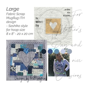 Peut inclure: Un tapis de tasse en tissu bleu et blanc avec un motif de cœur et le texte "Pour la fête des mères et pour les occasions spéciales". Le tapis de tasse mesure 8 pouces sur 8 pouces ou 20 centimètres sur 20 centimètres.