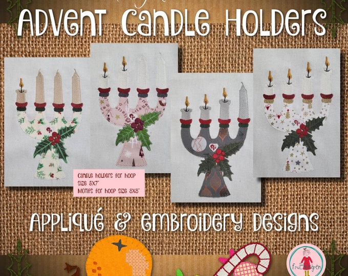 Advent Candle Designs - Counting down... Appliqué and Embroidery designs for Embroidery Machines - for hoop 5x7 & 8x8 - 9 design