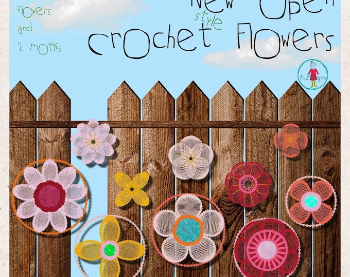 New Crochet-Style Flower Embroidery Pack – detailed Appliqué Flowers and cute 'Kaleidoscope flowers - all for 4x4" Hoops – 15 Unique Designs
