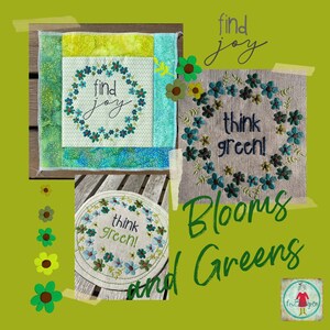 Round ITH MugRug and cute machine embroidery motifs 'Bloom and greens' - 13 designs for flower and nature lovers - Think green