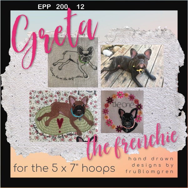 FRENCHIE - Small designs - Greta The Frenchie is a hand drawn design of my friends Smart Dog - 7 adorable designs for DOGLOVERS