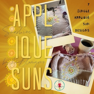 7 single Appliqué SUN designs for your embroidery machine - Easy made and great in combinations with other designs that needs sunshine