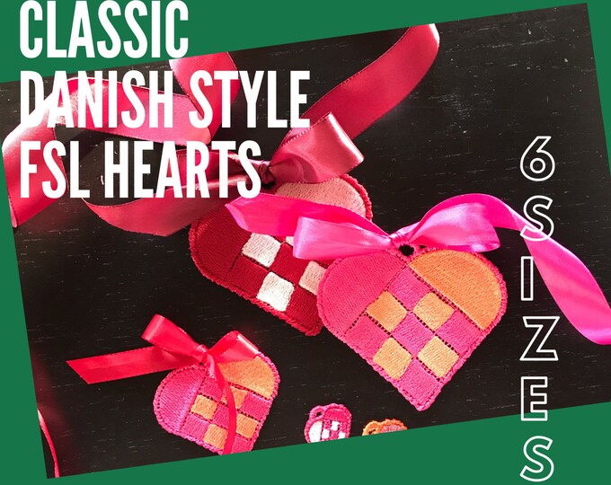 FS Danish Hearts in 6 sizes - Classic style from Earring size to almost 10 x 10 cm - very versatile designs for all kinds of Christmas Decor