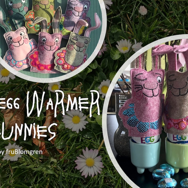 7 Egg Warmer Bunnies ITH - cute and fast made Bunny Egg warmers ITH - 7 variants - nice on your Easter Table or as hostess gifts