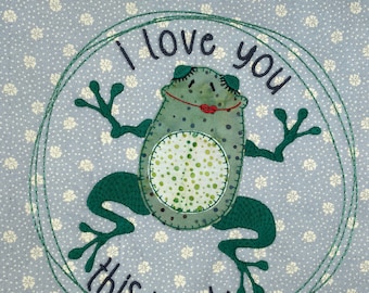 6 fun and cute, hand drawn Frog motifs for various hoop sizes - machine embroidery and appliqué designs for frog lovers