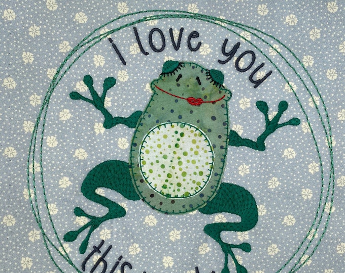 6 fun and cute, hand drawn Frog motifs for various hoop sizes - machine embroidery and appliqué designs for frog lovers