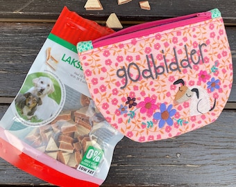 3 ITH Zipper Purses for DOG LOVERS - 'Godbidder' - easy to make on your Embroidery Machine - two in size 6x8" and one smaller in size 4x4"