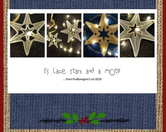 NEW delicate FSL Stars, Machine Embroidery designs for the 5 x 7" hoop and a beautiful motif for the 8 x 8" hoop, Hand drawn Stars