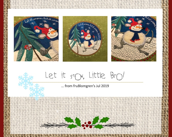 MOUSE Snowman - my Little Bro mouse design has dressed up as a snowman wishing for snow, Appliqué and machine embroidery designs