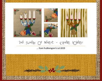 SCANDINAVIAN ADVENT Candle Holder Design - Hand drawn Embroidery and Appliqué design for Hygge on your textile Christmas Projects - 4 design