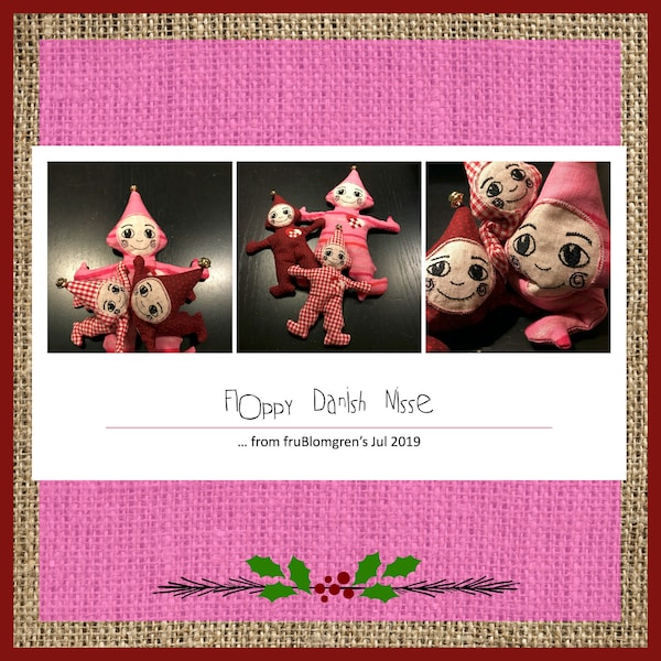 ITH Floppy DANISH NISSER - Pixies - Elves - 3 cute, hand drawn fabric pixies in 3 sizes - filled with plast pellets - sit or lie all over