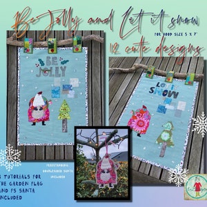 Christmas Garden Flag Designs and a Freestanding Santa full figure ITH - A Cute Christmas design pack to make on your embroidery machine