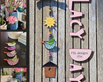 4 Freestanding Lace Machine Embroidery Motifs, Tags, Ornaments, Decorative Spring elements - for hoop size 4 x 4" - I call them Lacy Days