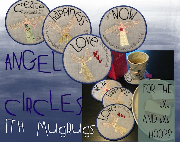 ITH MUGRUGS Angel Circles - 4 different designs for the 5x5"/13x13 cm and 4 different designs for the 6x6"/15x15 cm - with texts and ANGELS